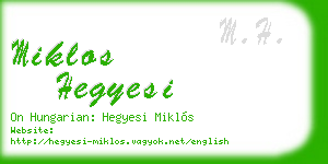 miklos hegyesi business card