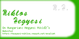 miklos hegyesi business card